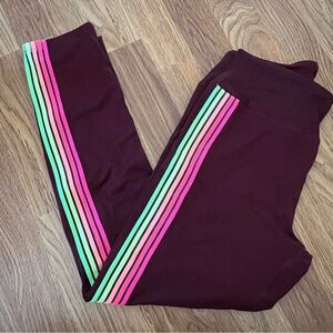 NWT Pink Victoria’s Secret high waist 7/8  Ankle Leggings with Rainbow Stripes